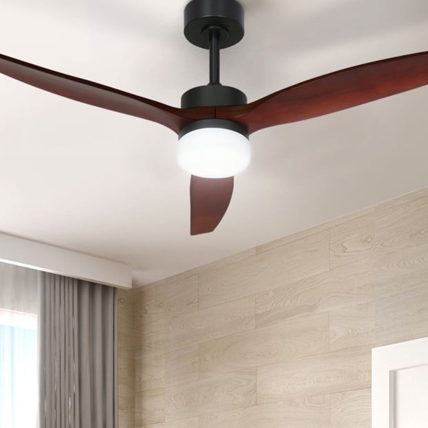 52 Ceiling Fan Led Light Remote Control Wooden Blades Dark Wood Fans Image 5
