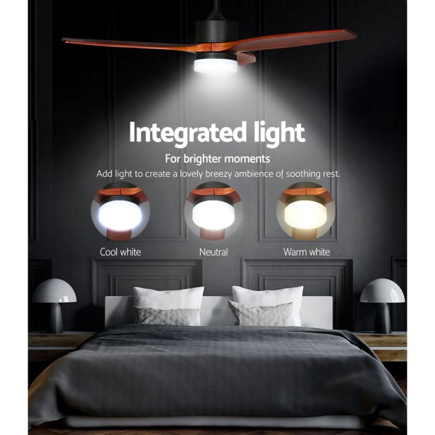 52 Ceiling Fan Led Light Remote Control Wooden Blades Dark Wood Fans Image 7