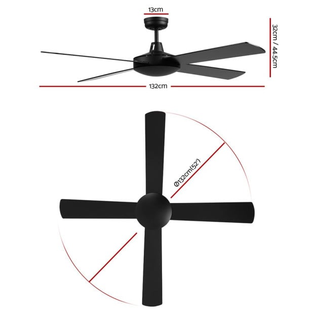 52 Ceiling Fan w/Remote - Black Image 2