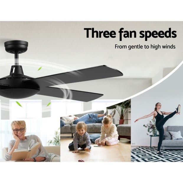 52 Ceiling Fan w/Remote - Black Image 3