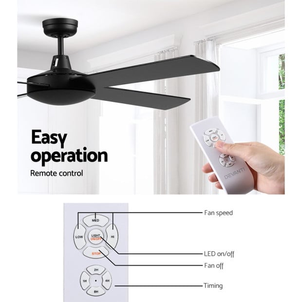 52 Ceiling Fan w/Remote - Black Image 4