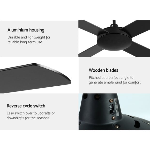 52 Ceiling Fan w/Remote - Black Image 5
