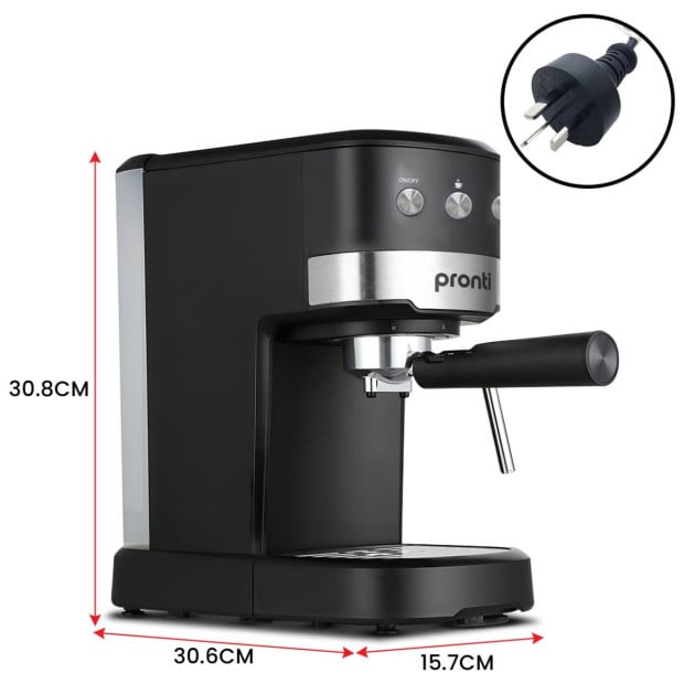 Pronti CM-850D Coffee Machine 20 Bar Espresso Maker with Milk Frother and 1.25L Tank Image 4