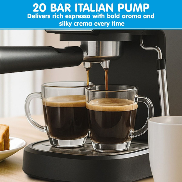 Pronti CM-850D Coffee Machine 20 Bar Espresso Maker with Milk Frother and 1.25L Tank Image 5