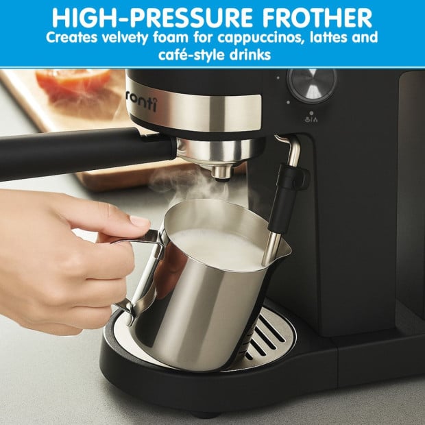 Pronti CM-850D Coffee Machine 20 Bar Espresso Maker with Milk Frother and 1.25L Tank Image 6