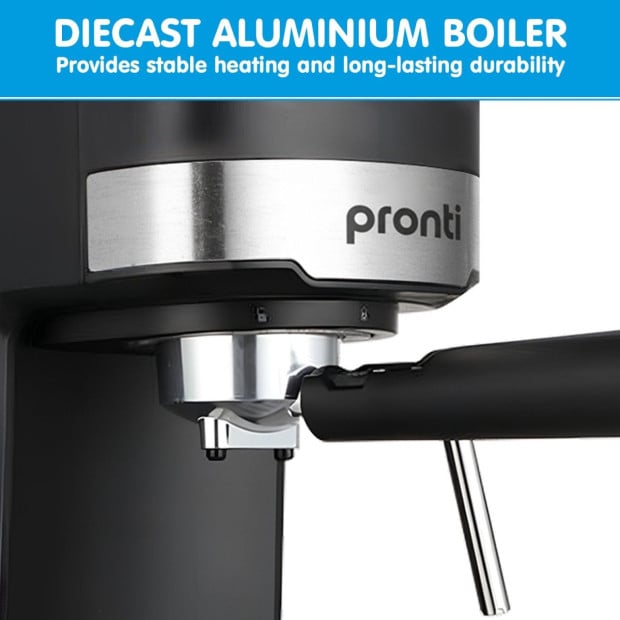 Pronti CM-850D Coffee Machine 20 Bar Espresso Maker with Milk Frother and 1.25L Tank Image 7