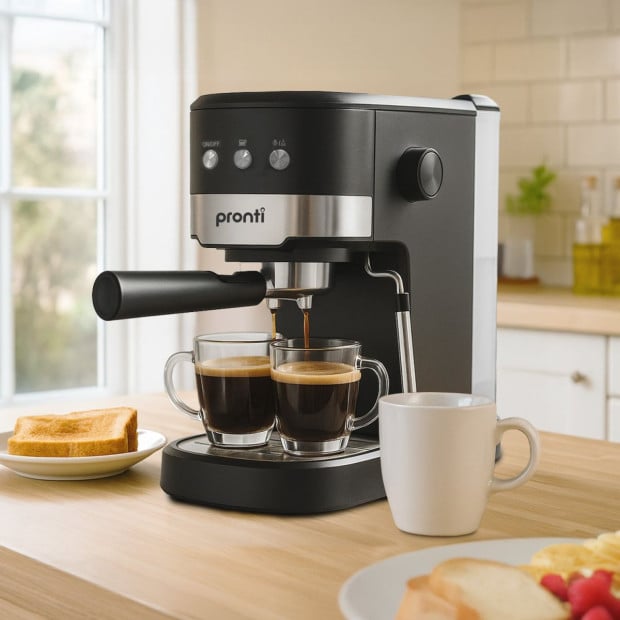 Pronti CM-850D Coffee Machine 20 Bar Espresso Maker with Milk Frother and 1.25L Tank Image 14