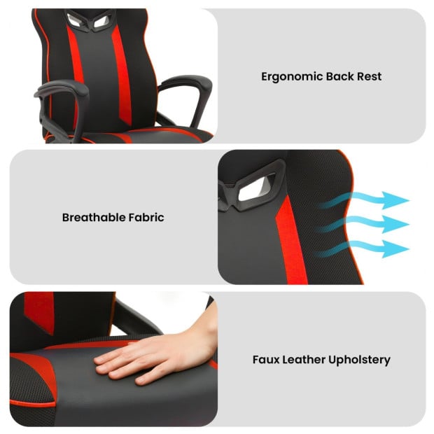 Sarantino 675 Racing Office Gaming Chair in Black and Red Image 7