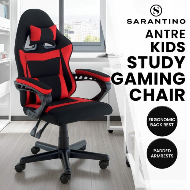 Sarantino Antre Kids Study Gaming Chair - Black and Red