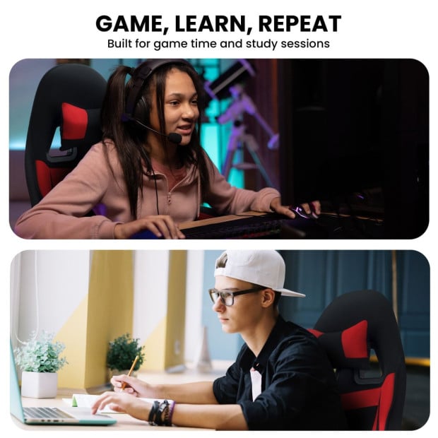 Sarantino Antre Kids Study Gaming Chair - Black and Red Image 6