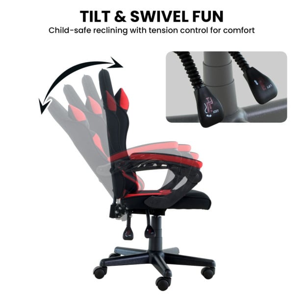 Sarantino Antre Kids Study Gaming Chair - Black and Red Image 7