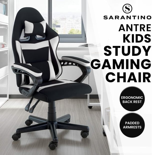 Sarantino Antre Kids Study Gaming Chair in Black and White