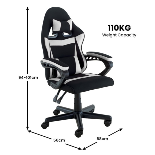 Sarantino Antre Kids Study Gaming Chair in Black and White Image 4