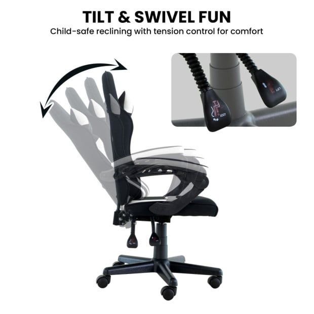 Sarantino Antre Kids Study Gaming Chair in Black and White Image 7