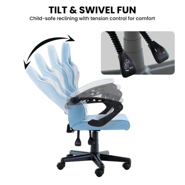 Sarantino Antre Kids Study Gaming Chair in Blue and White Image 7
