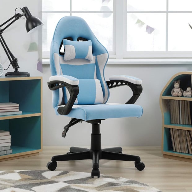 Sarantino Antre Kids Study Gaming Chair in Blue and White Image 9