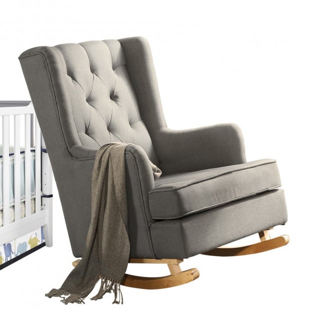 Padded Fabric Rocking Armchair Lounge Recliner Grey
