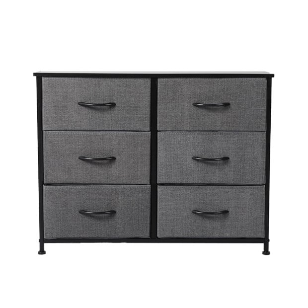 Storage Cabinet Tower Chest of Drawers Dresser 6 Drawer Dark Grey Image 2