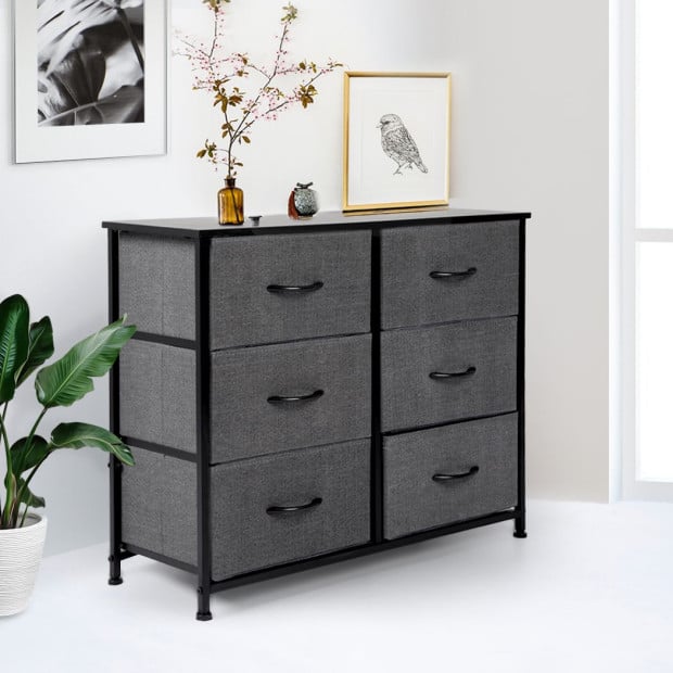 Storage Cabinet Tower Chest of Drawers Dresser 6 Drawer Dark Grey Image 7