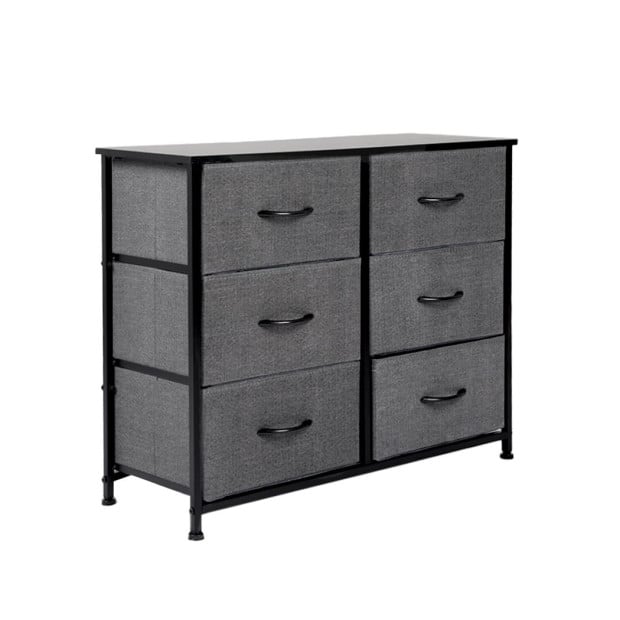 Storage Cabinet Tower Chest of Drawers Dresser 6 Drawer Dark Grey