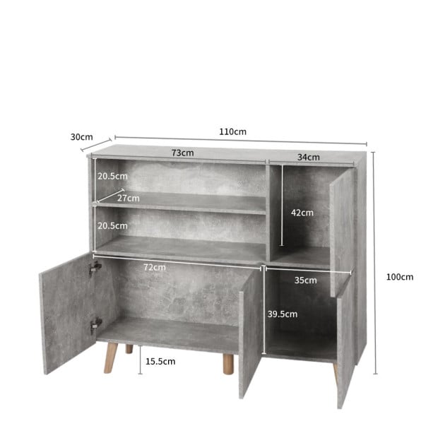 Buffet Sideboard Storage Cabinet Cupboard Doors Furniture Kitchen Image 3