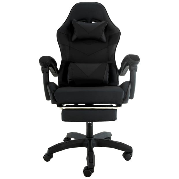 Sarantino Cueva Reclining High Back Office Gaming Chair with Retractable Footrest Office Computer Seating in Black Image 2