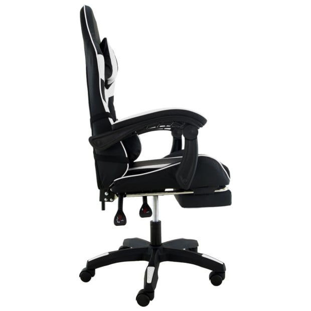 Sarantino Cueva Reclining High Back Office Gaming Chair with Retractable Footrest Office Computer Seating in Black/White Image 5