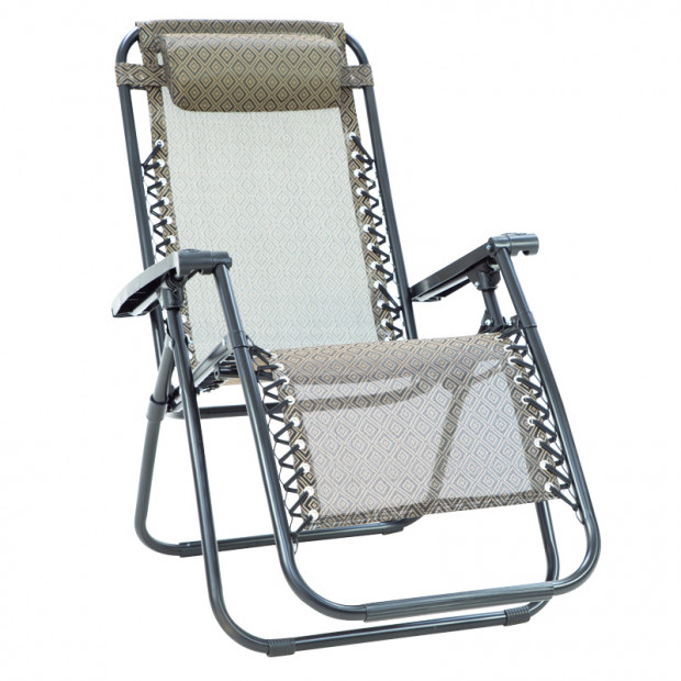 Zero Gravity Reclining Deck Chair - Beige