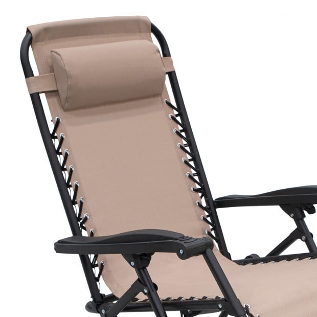 Zero Gravity Reclining Deck Chair - Beige Image 4
