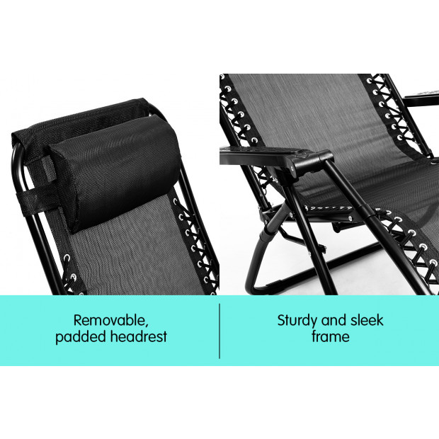 Zero Gravity Reclining Deck Chair - Black Image 2