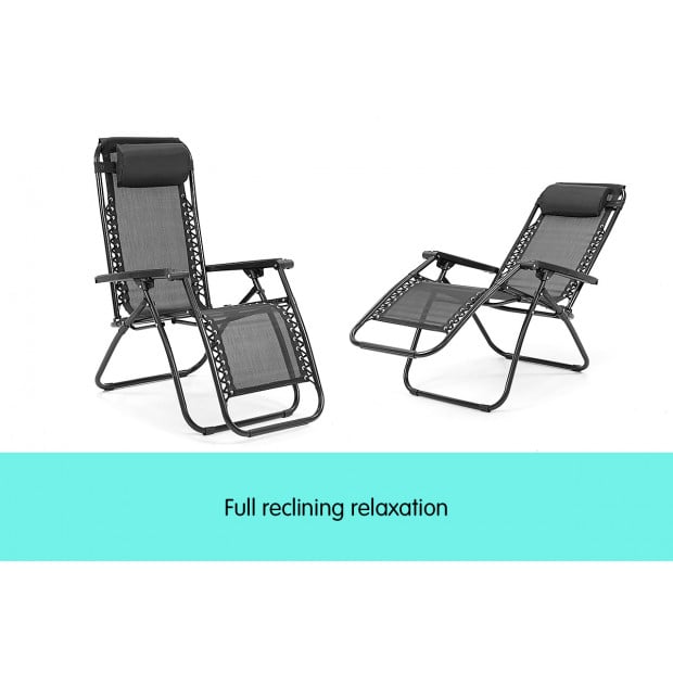 Zero Gravity Reclining Deck Chair - Black Image 7