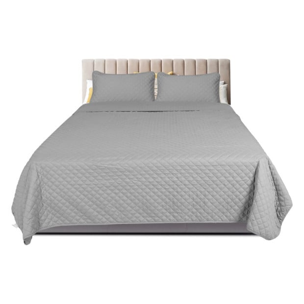 Bedspread Coverlet Set Quilted Comforter Soft Pillowcases King Grey Image 2