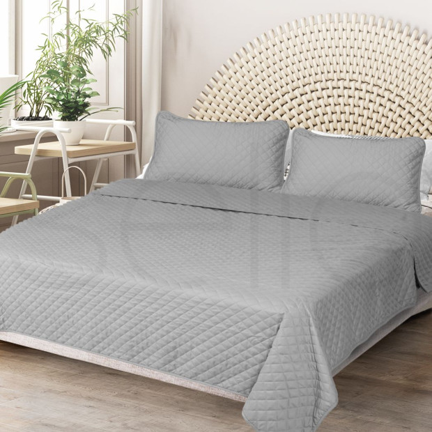 Bedspread Coverlet Set Quilted Comforter Soft Pillowcases King Grey Image 8