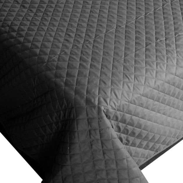 Bedspread Coverlet Set Quilted Comforter Pillowcases Queen Dark Grey Image 5