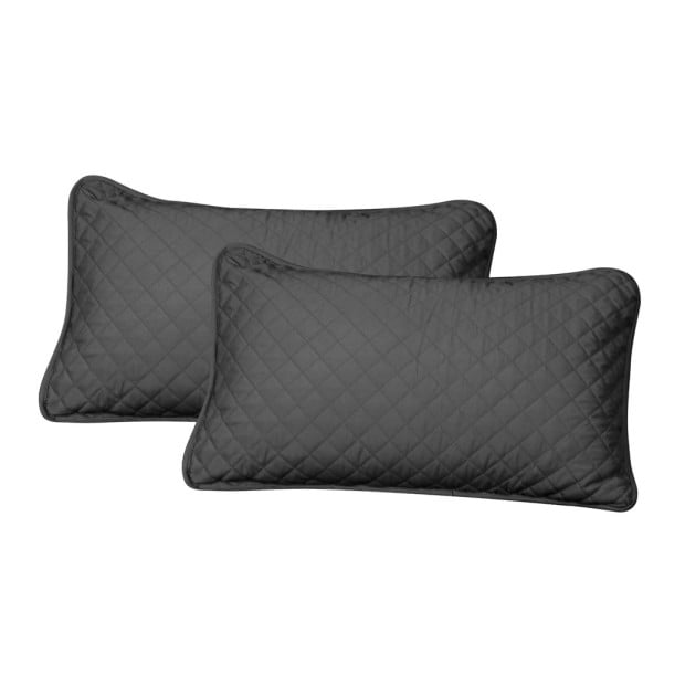 Bedspread Coverlet Set Quilted Comforter Pillowcases Queen Dark Grey Image 6