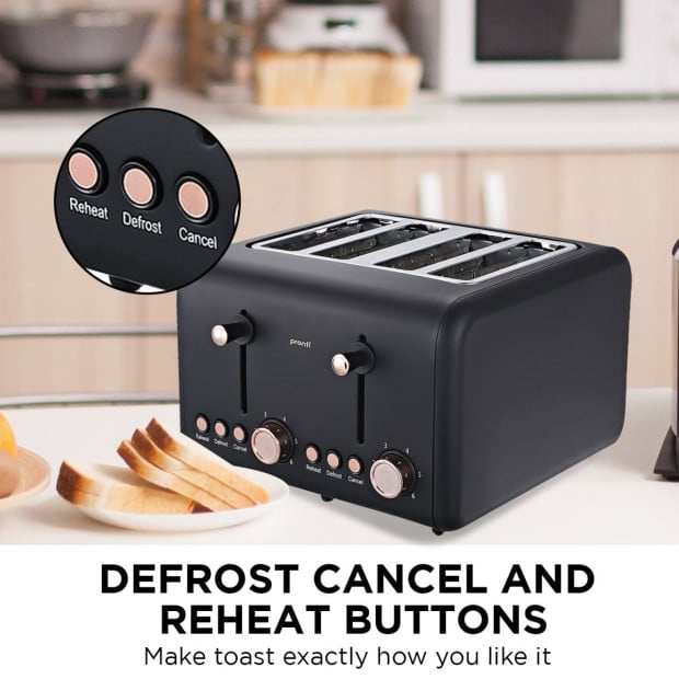 Pronti Toaster, Kettle & Coffee Machine Breakfast Set - Black Image 10