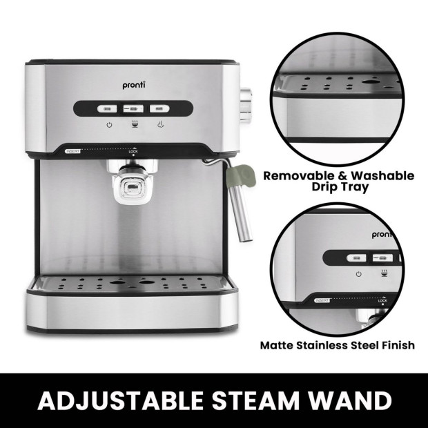 Pronti Toaster, Kettle & Coffee Machine Breakfast Set - Black Image 12