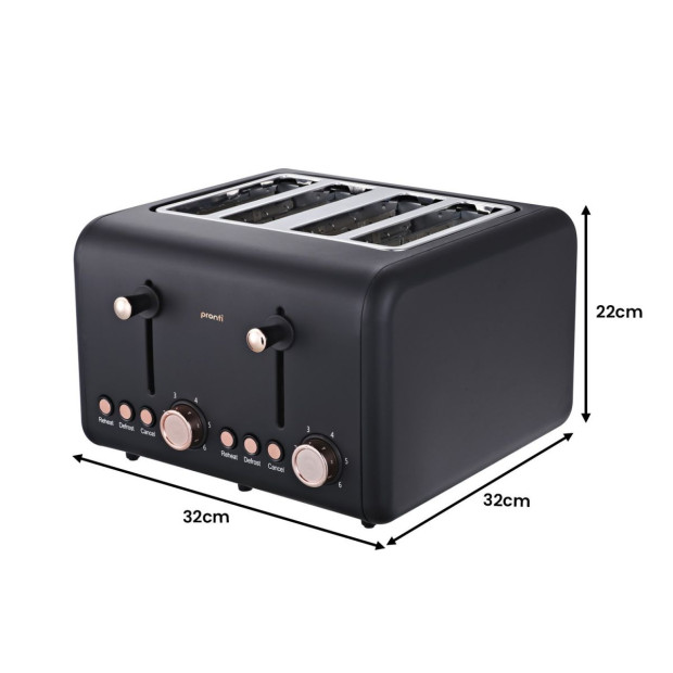 Pronti Toaster, Kettle & Coffee Machine Breakfast Set - Black Image 3
