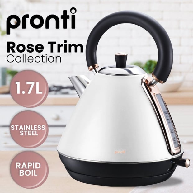 Pronti Toaster, Kettle & Coffee Machine Breakfast Set - White Image 4