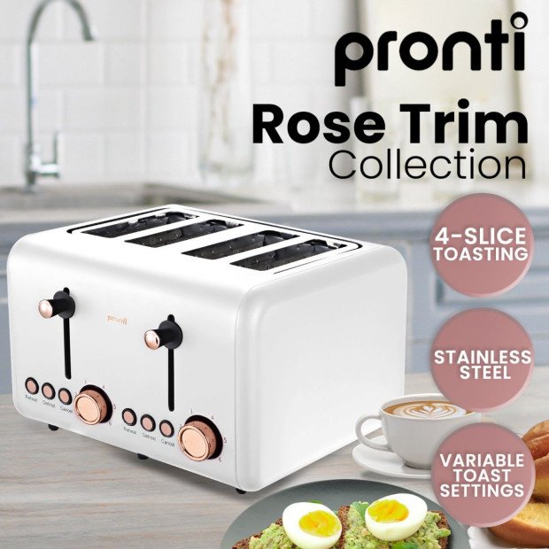 Pronti Toaster, Kettle & Coffee Machine Breakfast Set - White Image 5