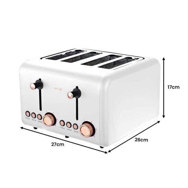 Pronti Rose Trim Collection Toaster & Kettle Bundle - White Image 13