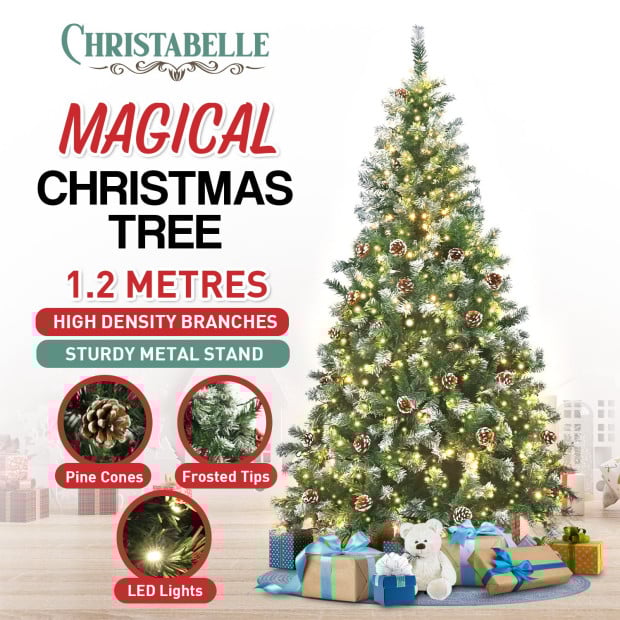 Christabelle 1.2m Pre Lit LED Christmas Tree with Pine Cones