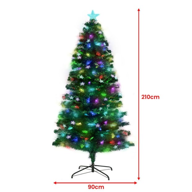 Christabelle 2.1m Enchanted Pre Lit Fibre Optic Christmas Tree with Stars Image 5