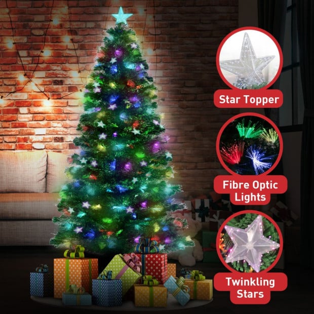 Christabelle 2.1m Enchanted Pre Lit Fibre Optic Christmas Tree with Stars Image 10