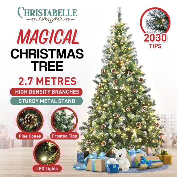 Pre lit snow hotsell tipped christmas tree