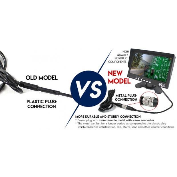 Elinz 7In lcd Monitor Hd 12v/24v 4pin Ir Led Ccd Reversing Camera Image 5