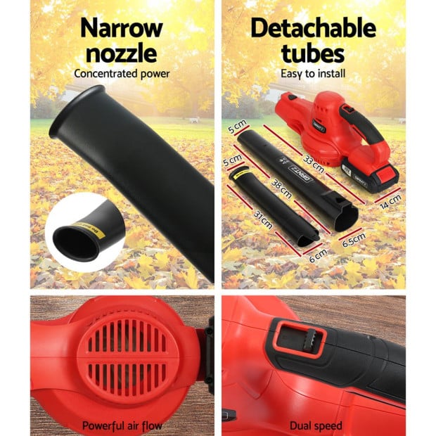 20V Cordless Leaf Blower Garden Electric Battery Nozzles 2-speed Image 6