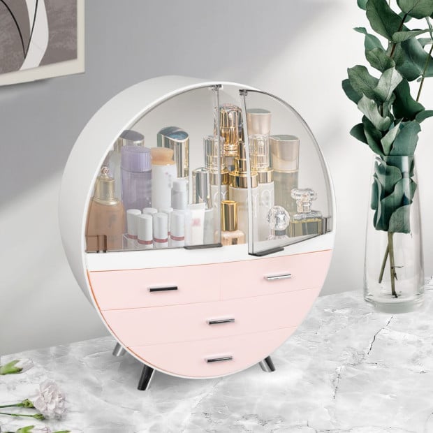 Makeup Case Holder Cosmetic Organiser Drawer Storage Box Pink Image 7