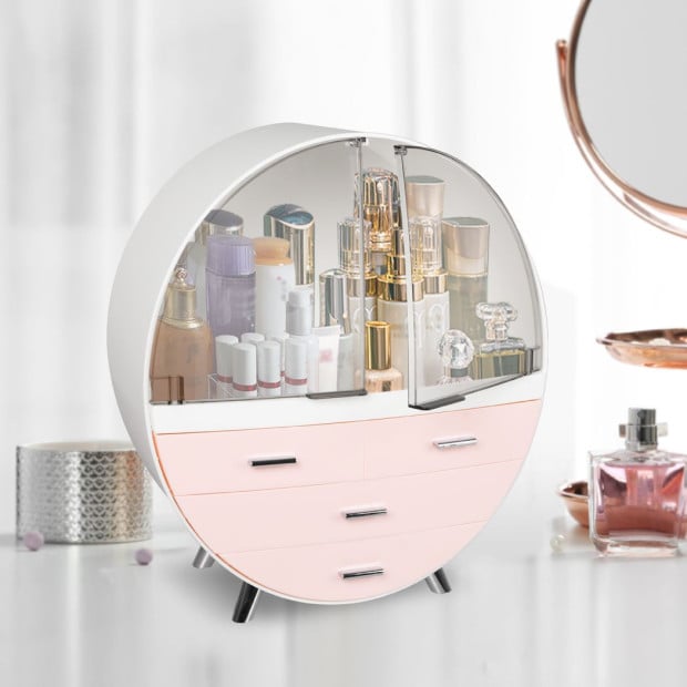 Makeup Case Holder Cosmetic Organiser Drawer Storage Box Pink Image 8
