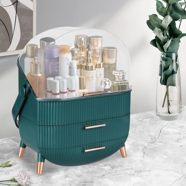 Makeup Storage Case Cosmetic Organiser Stand Holder Green Image 7